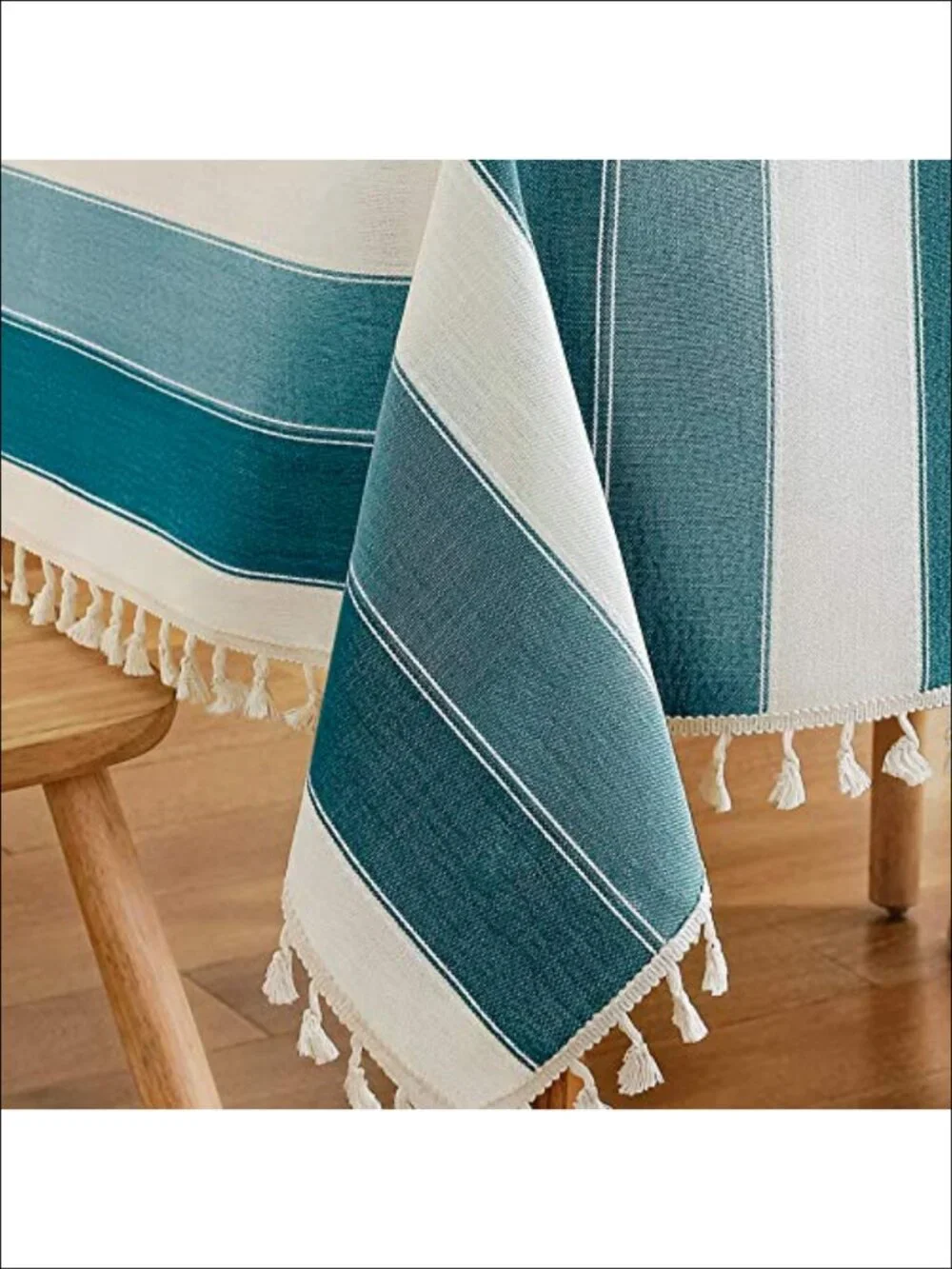 Striped Tassel Tablecloth Rectangle Table Cover Kitchen Dining 55x55